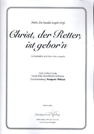 Christ der Retter ist geborn fr Mnnerchor  und Klavier Klavierpartitur