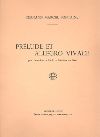 Prelude et Allegro Vivace pour contrebasse et orchester reduction pour piano