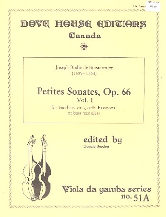 Petites sonates op.66 vol.1 for 2 bass viols (celli/Bassoon/bass refcorders) 2 scores