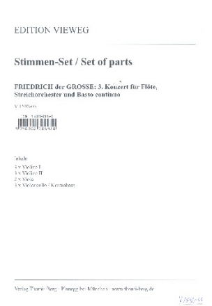 Konzert C-Dur Nr.3 fr Flte, Streichorchester und Bc Stimmensatz Streicher (3-3-2-3)
