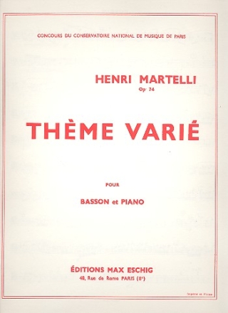 Thme vari op.74 pour basson et piano