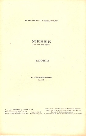 Gloria de la Messe op.167 pour 2 voix gales et orgue partition de choeur