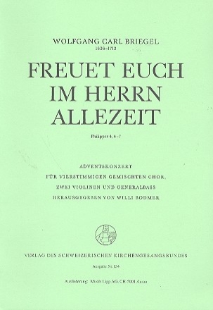 Freuet euch im Herrn allezeit fr gem Chor, 2 Violinen und Bc Partitur