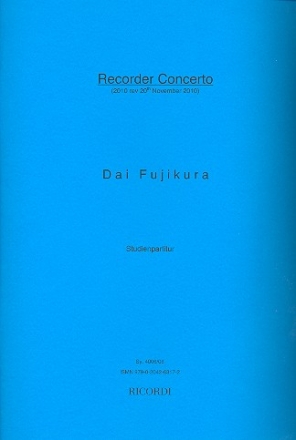 Recorder Concerto for recorder (T/So/B - 1 player) and string orchestra study score