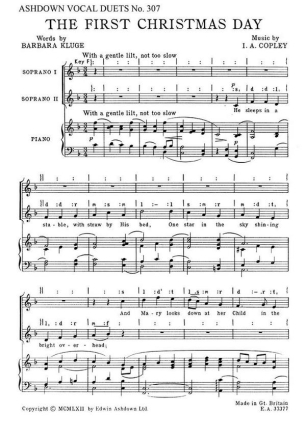 The first Christmas Day for female chorus and piano score,  archive copy