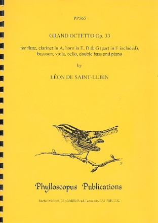 Grand Octetto op.33 for flute, clarinet in A, horn, bassoon, viola, cello, double bass and piano,  parts