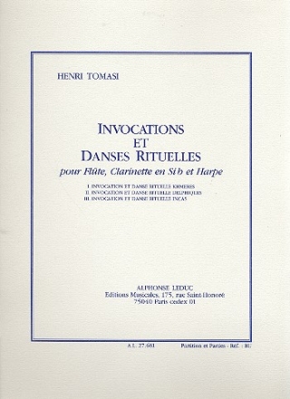 Invocations et danses rituelles for flute, clarinet and harp score and parts