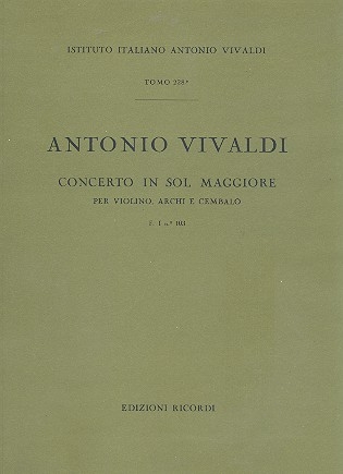 Concerto sol maggiore F.I:103 per violino, archi e cembalo partitura