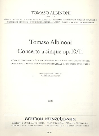 Concerto  cinque c-Moll op.10,11 fr Violine und Streichorchester Viola