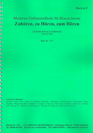 Zuhren, zu Hren, zum Hren fr Blasorchester Horn in F