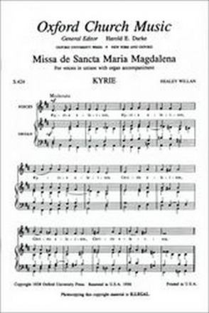 Missa de Sancta Magdalena for unison chorus and organ score