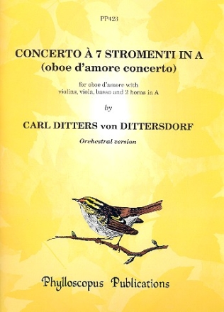Concerto in A-Major for oboe d'amore, 2 horns and strings score and parts