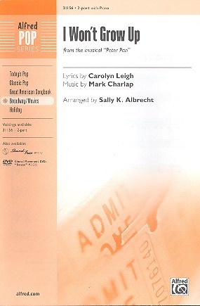 I won't grow up for 2-part chorus and piano score