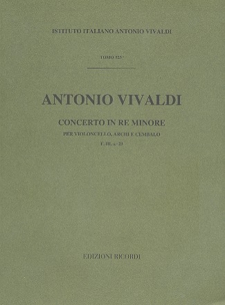 Konzert d-Moll F.III,23 fr Violoncello, Streicher und Bc Partitur