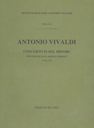 Konzert g -moll F.III,26 fr Violoncello, Streicher und Cembalo Partitur