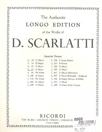 Sonate h-Moll L33 (K87) fr Klavier