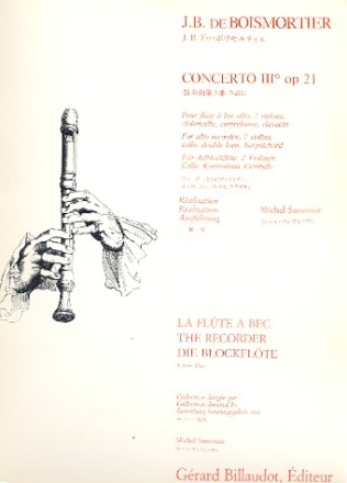 Concerto no.3 op.21 pour flte  bec alto, 2 violons, cioloncelle, contrebasse et clavecin partition et parties