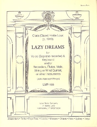 Lazy Dreams for voice (descant recorder) and keyboard and/or other instruments,  score and parts
