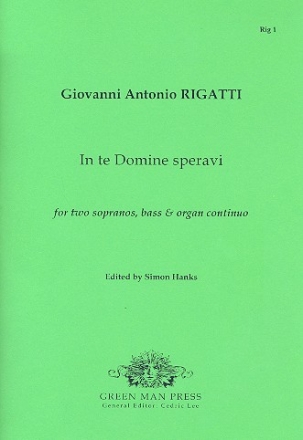 In te Domine speravi fr 2 Soprane, Bass und Orgel continuo Partitur und 3 Spielpartituren mit bez. Bass