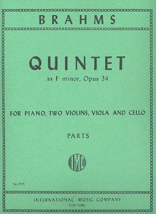 Quintet in f Minor op.34 for 2 violins, viola, cello and piano parts