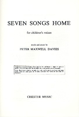 7 Songs Home  for children's voices a cappella vocal score