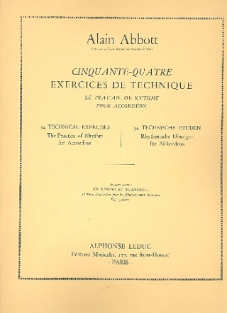 54 Exercises de technique pour accordon