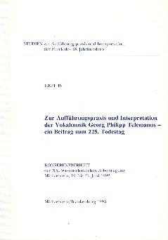 Zur Auffhrungspraxis und Interpretation der Vokalmusik Telemanns