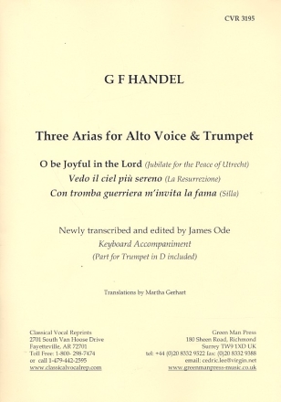 3 Arias for alto voice, trumpet and keyboard