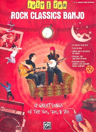 Rock Classics for banjo easy banjo tab edition with chords, notes, lyrics