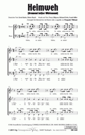 Heimweh fr Mnnerchor a cappella (Klavier ad lib) Chorpartitur