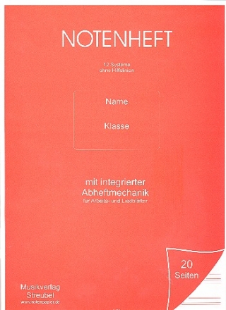 Notenheft 12 Systeme Din A4 hoch ohne Hilfslinien mit integrierter Abheftmechanik fr Arbeits- und Liedbltter