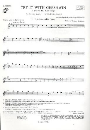 Try it with Gershwin for 4 recorders (alto) treble recorder