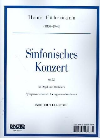 Sinfonisches Konzert op.52 fr Orgel und Orchester Partitur