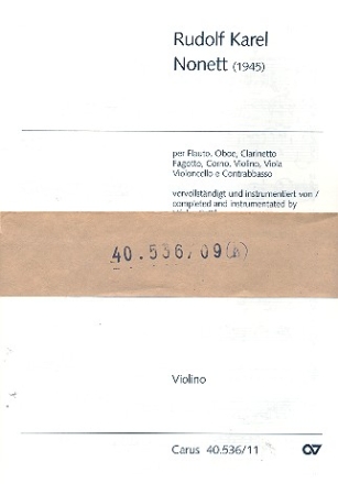 Nonett fr Flte, Oboe, Klarinette, Fagott, Horn, Violine, Viola, Violoncello und Kontrabass, Stimmensatz (1945)