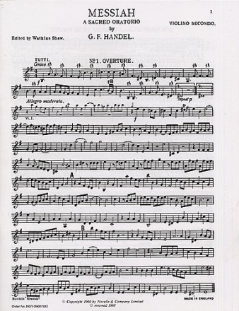 Messias f�r Soli, gem Chor, Orchester Violine 2