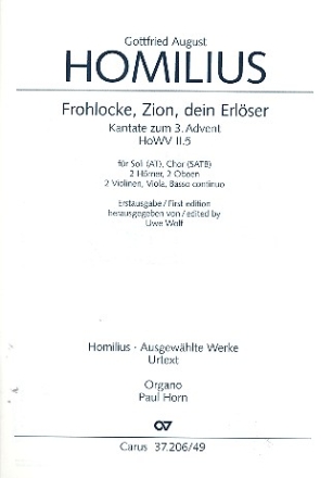 Frohlocke Zion dein Erlser HoWVII.5 fr Soli, gem Chor und Instrumente Orgel