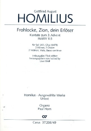 Frohlocke Zion dein Erlser HoWVII.5 fr Soli, gem Chor und Instrumente Orgel