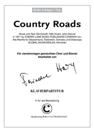 Country Roads fr gem Chor und Klavier Chorpartitur