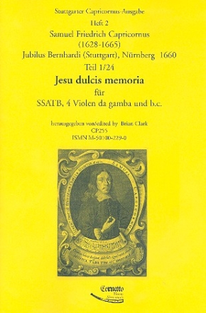 Jesus dulcis memoria fr 5 Stimmen (gem Chor), 4 Violen da gamba und Bc 6 Partituren und Stimmen (Bc nicht ausgesetzt)