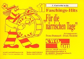 11 Faschingshits fr die nrrischen Tage: fr Blasorchester Klarinette 2