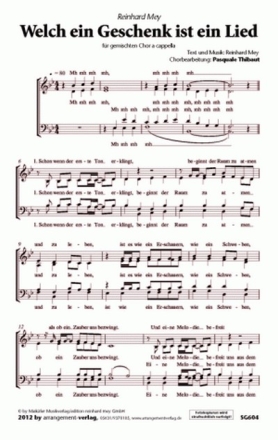 Welch ein Geschenk fr gem Chor a cappella Partitur
