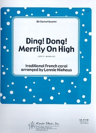 Ding Dong Merrily on high for 4 clarinets score and parts