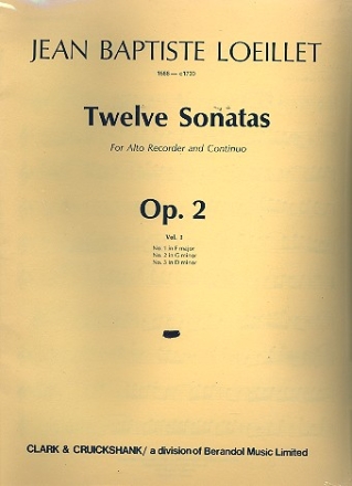12 Sonatas op.2 vol.1 (nos.1-3) for alto recorder and bc
