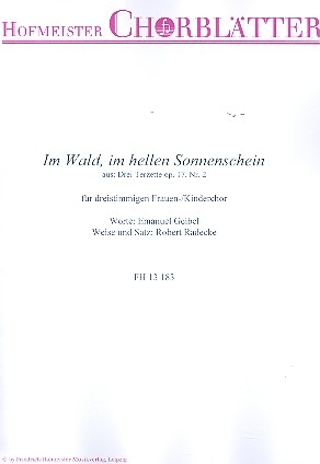 Im Wald im hellen Sonnenschein op.17,2 fr Frauenchor (Kinderchor) a cappella Partitur