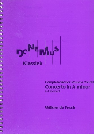 Concerto in a Minor for 4 instruments (3 violins and Bc) score and parts