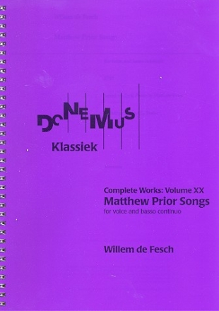 Matthew Prior Songs for voice and Bc score and parts