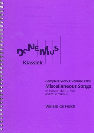 Miscellaneous Songs for soprano, violin (flute) and Bc score and parts