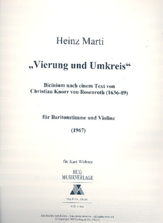 Vierung und Umkreis (1967) fr Bariton und Violine Partitur