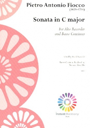 Sonata in C Major for alto recorder and Bc score and parts (Bc realized)