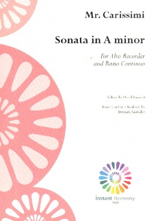 Sonata in d Minor for alto recorder and Bc score and parts (Bc realized)